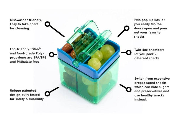 Precidio Design Snack in the Box NEW Little Finger-Friendly Eco-Friendly  Reusable Snack Container (Blue) 1001BL