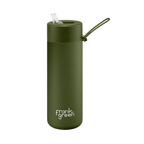 Frank Green - Stainless Steel Ceramic Reusable Bottle with Strap - Khaki (20 oz)