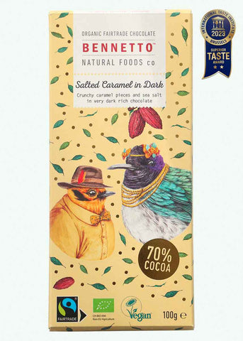 Bennetto Natural Food Co. - Organic and Fairtrade Dark Chocolate - Salted Caramel (100g)