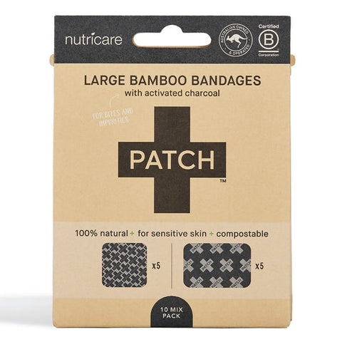 Patch -  Large Bamboo Bandages - Bites and Splinters with Activated Charcoal (10 MIX pack)