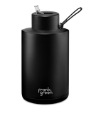 Frank Green - Stainless Steel Ceramic Reusable Bottle with Straw Lid - Midnight/ Black (68oz)
