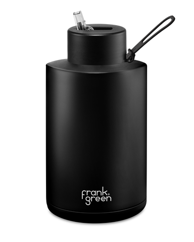 Frank Green - Stainless Steel Ceramic Reusable Bottle with Straw Lid - Midnight/ Black (68oz)