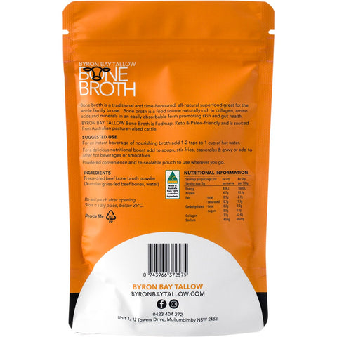 Byron Bay Tallow - Grass Fed Beef Bone Broth Powder - 100g