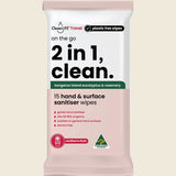 CleanLIFE On The Go 2 合 1 湿巾 - 手部和表面消毒剂 15 片湿巾