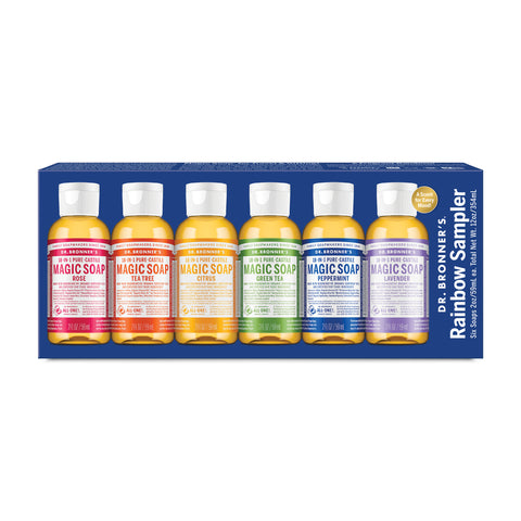 Dr Bronners - Pure Castile Liquid Soap Rainbow Sampler (6x59ml)