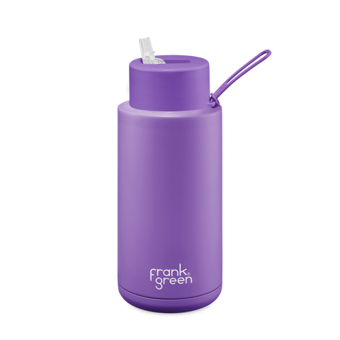 Frank Green - Stainless Steel Ceramic Reusable Bottle with Straw Lid - Cosmic Purple (34oz)
