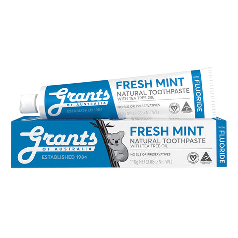Grants - Natural Toothpaste - Fresh Mint WITH FLUORIDE (110g)