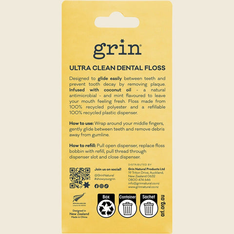 Grin - Ultra Clean Floss Coconut Oil Infused 30m + Refill