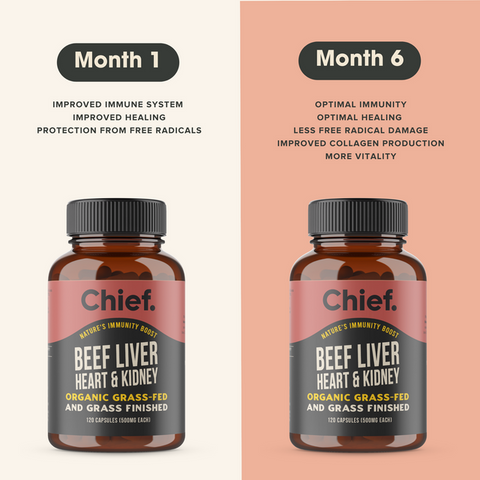 Chief Organic Beef Liver Heart & Kidney - 120 capsules