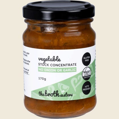 The Broth Sisters - Vegetable Stock Concentrate - No Onion or Garlic (170g - Makes 7 Litres)