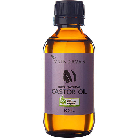 Vrindavan - Castor Oil Certified Organic - Amber Glass Bottle (100ml)