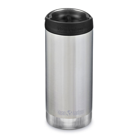 Klean Kanteen 隔热 TKWide 带咖啡帽 - 拉丝不锈钢 12 盎司（355 毫升）