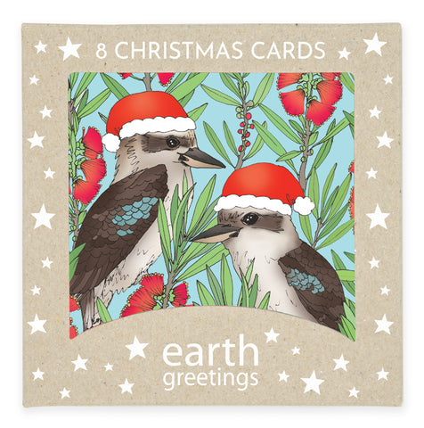 Earth Greetings - Christmas Card Pack - Jolly Kookaburras (8 Pack)