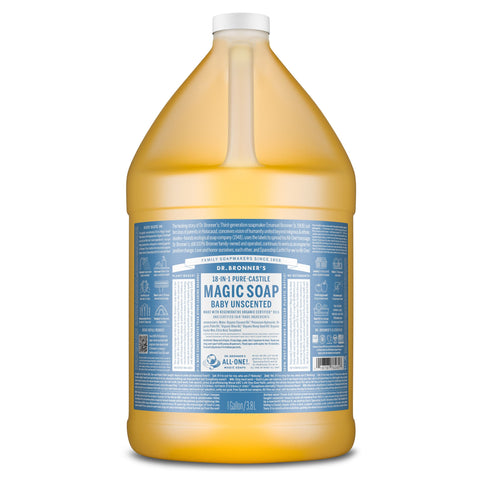 Dr Bronners - 18 in 1 Pure Castile Liquid Soap - Baby Unscented (3.78L)