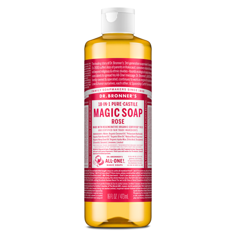 Dr Bronners - 18 in 1 Pure Castile Liquid Soap - Rose (473ml)