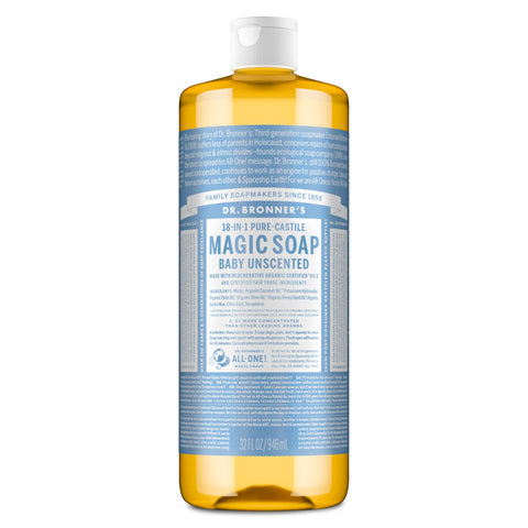 Dr Bronners - 18 in 1 Pure Castile Liquid Soap - Baby Unscented (946ml)