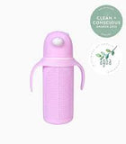 Kaakaa Baby - Glass Cup with Silicone Straw & Sleeve - Pink 240ml