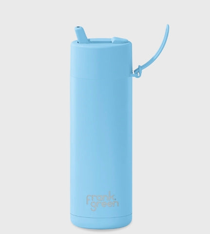 Frank Green - Stainless Steel Ceramic Reusable Cup with Flip Straw Lid - Sky Blue (20 oz)