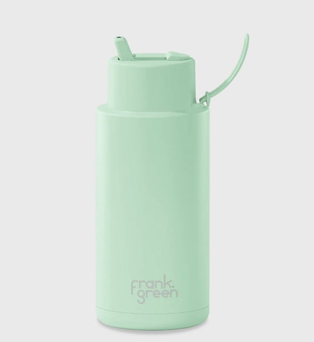 Frank Green Ceramic Reusable Bottle with Flip Straw Lid 34 oz - Mint Gelato