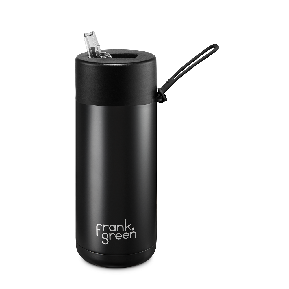 Frank Green - Stainless Steel Ceramic Reusable Cup with Straw - Midnight (16oz)