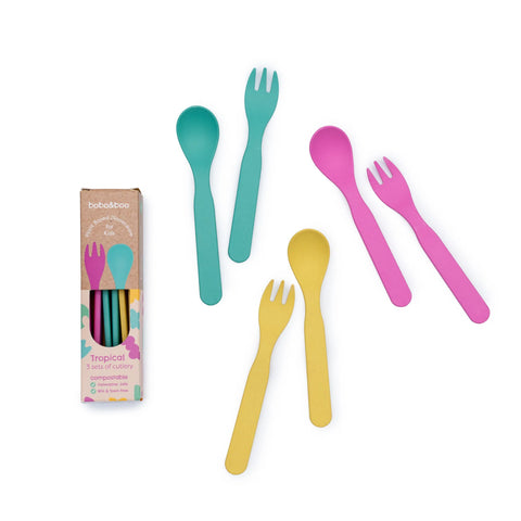 Bobo & Boo - Plant-Based Cutlery Set Bundle - Tropical (3 Pack)