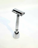 Bare & Co. - Long Handle Butterfly Safety Razor - Silver (with Stand)