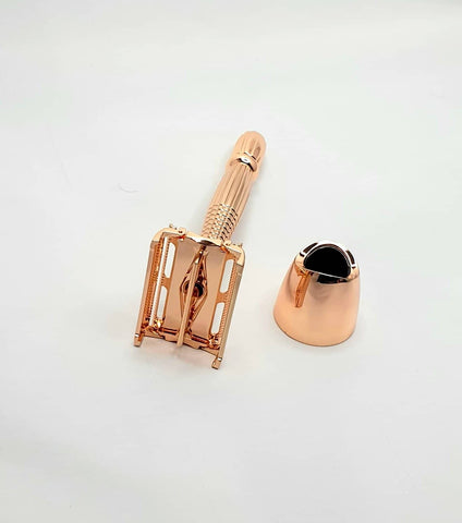 Bare & Co. - Long Handle Butterfly Safety Razor - Rose Gold (with Stand)