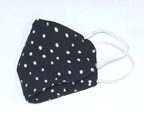 Bare & Co. - Reusable ADULT Face Mask - Black & White Dots  (3 Layers)