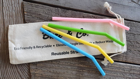 Bare & Co Children Silicone Straws - Rainbow 4 pack
