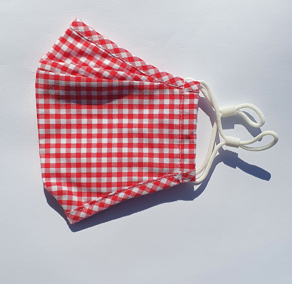 Bare & Co. - Reusable Face Mask KIDS SMALL  - Gingham (2 Layer)