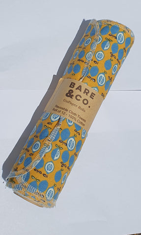 Bare & Co. - Unpaper Towel on a Roll - Yellow Fruit (12 Pack)