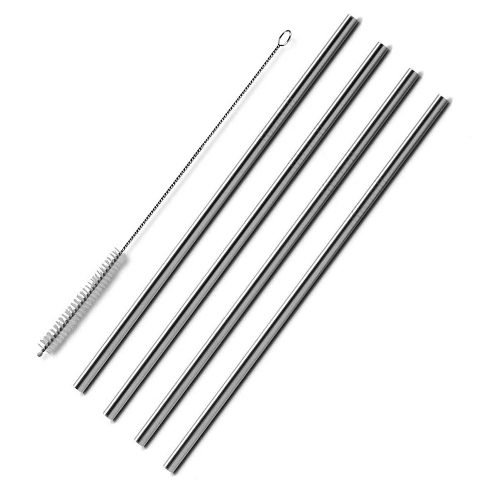Bare & Co. - Stainless Steel Straws - Straight (4 Pack with Bonus Cleaner)