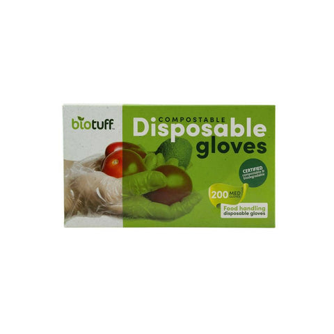 Biotuff - Compostable & Biodegradable Disposable Kitchen Gloves - Medium (200 pack)