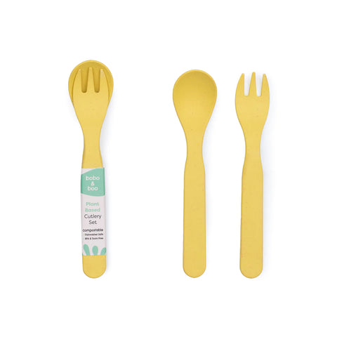 Bobo & Boo - Plant-Based Cutlery Set - Yellow