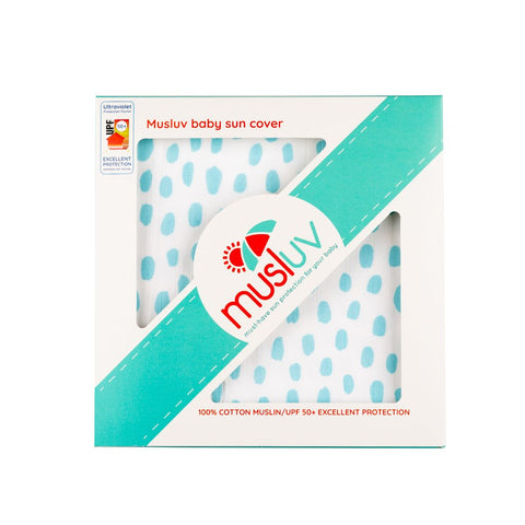 Musluv - Baby Sun Cover - Blue Painterly Spots