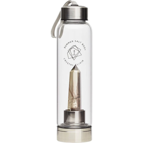 Summer Salt Body - Crystal Elixir Glass Water Bottle - Smoky Quartz (550ml)