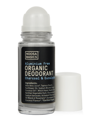 Noosa Basics - Organic Deodorant Roll-On - Activated Charcoal and Eucalyptus (50g)