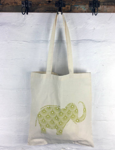 Apple Green Duck - Calico Tote -  Elephant