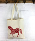 Apple Green Duck - Calico Tote -  Horse