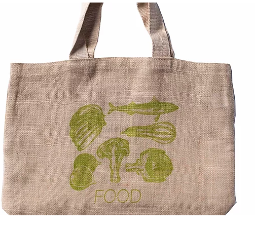 Apple Green Duck Jute Grocer Bag - Green Food