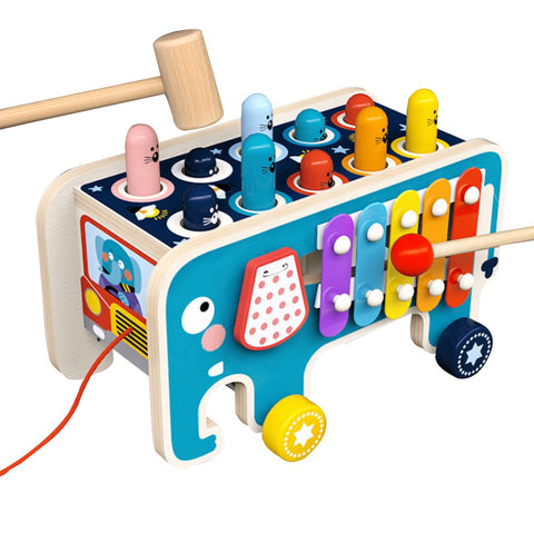 Bare & Co. - Wooden Toy - Elephant Whack-a-Mole with Xylophone