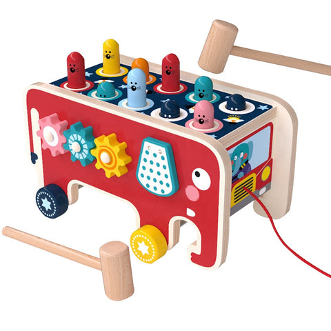 Bare & Co. - Wooden Toy - Elephant Whack-a-Mole with Xylophone