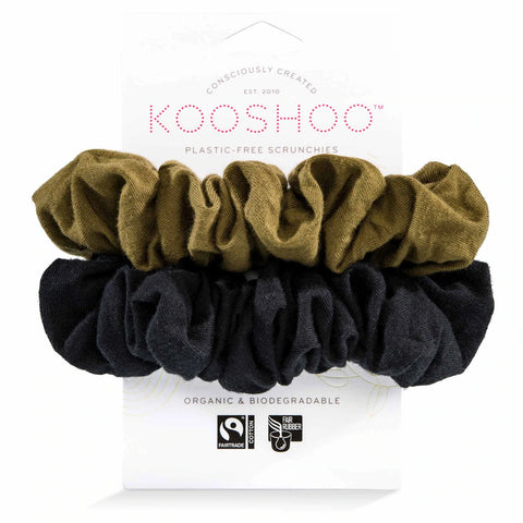 Kooshoo - Organic Plastic-free Scrunchies - Black Olive (2 Pack)