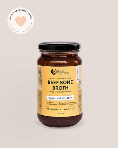 Nutra Organics Beef Bone Broth Concentrate - Lemon Ginger ACV 390g