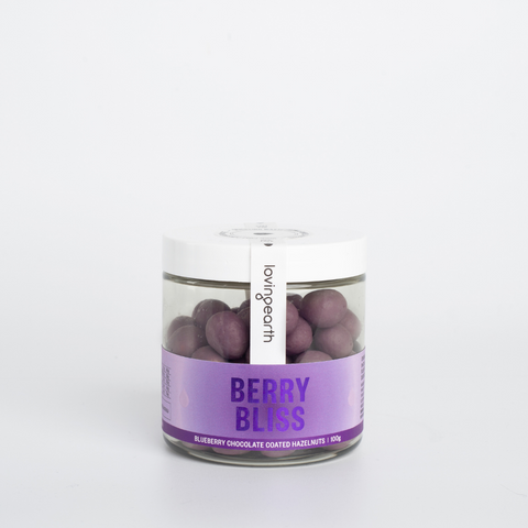 Loving Earth - Chocolate Coated Hazelnuts Berry Bliss - Blueberry (100g)
