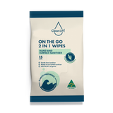 CleanLIFE On The Go 2 合 1 湿巾 - 手部和表面消毒剂 15 片湿巾