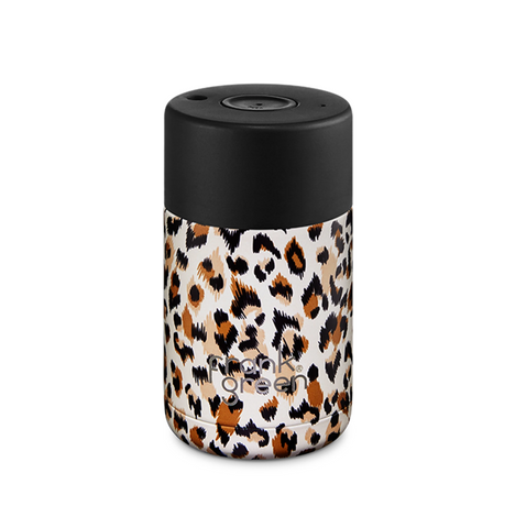 Frank Green - Stainless Steel Ceramic Reusable Cup with Push Button Lid - Sketch Leopard/Savannah (10oz)