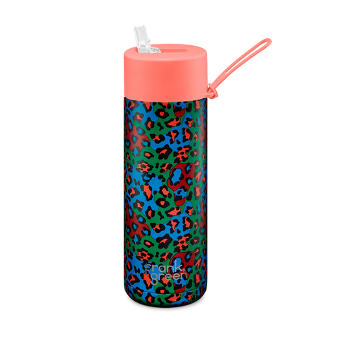 Frank Green - Stainless Steel Ceramic Reusable Bottle with Straw - Disco Cat/Reef (20oz)