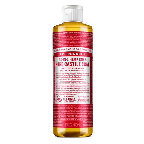 Dr Bronners - 18 in 1 Pure Castile Liquid Soap - Rose (473ml)