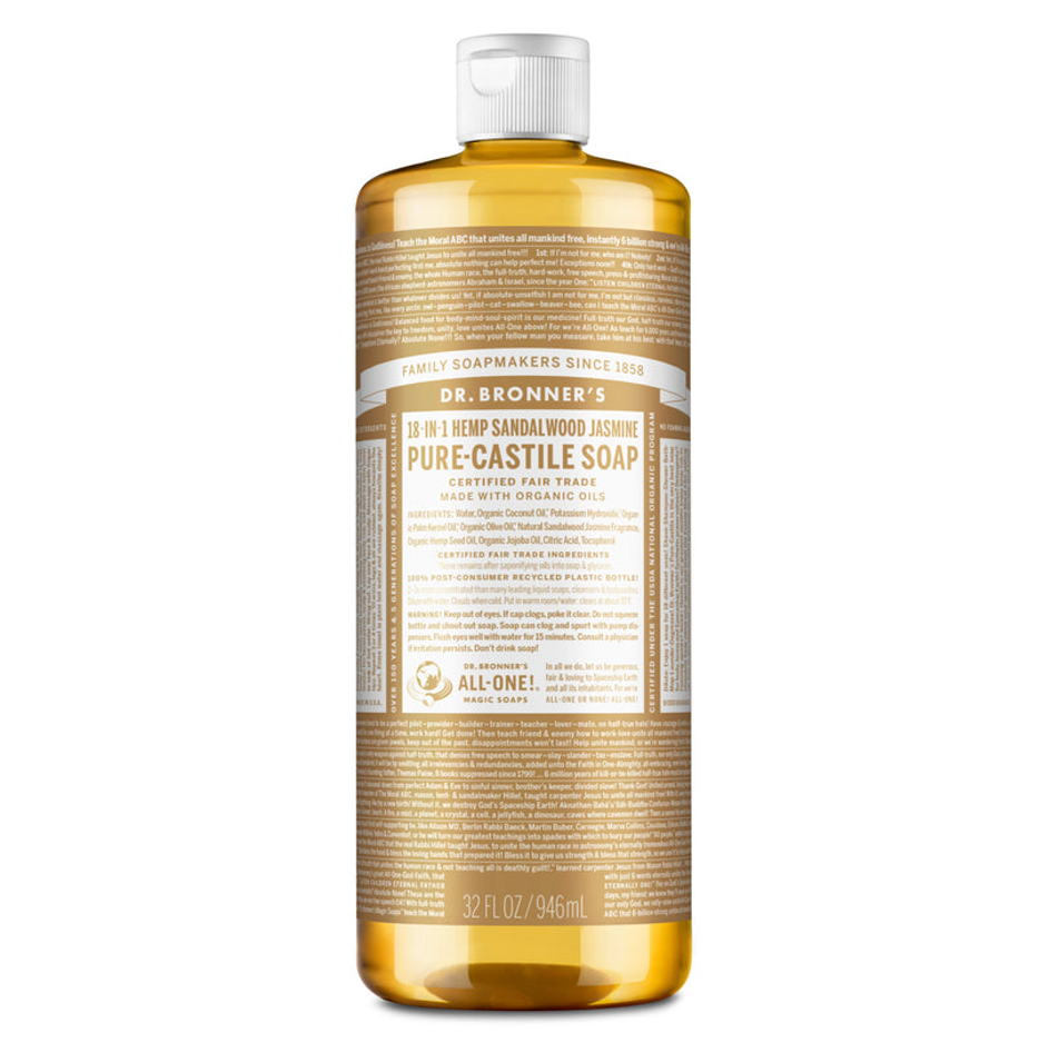 Dr Bronners - 18 in 1 Pure Castile Liquid Soap - Sandalwood and Jasmine (946ml)